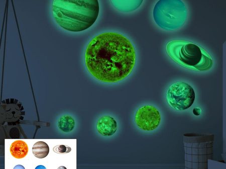 Glow in the Dark Wall Stickers Wall Decals Art 9pcs Planets L Online