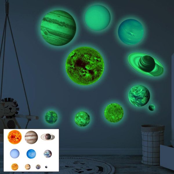 Glow in the Dark Wall Stickers Wall Decals Art 9pcs Planets S Fashion