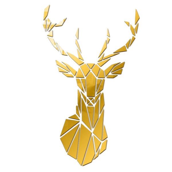 Mirror Deer Head Acrylic Wall Sticker Decal Removable 3D Home Decors Gold Cheap