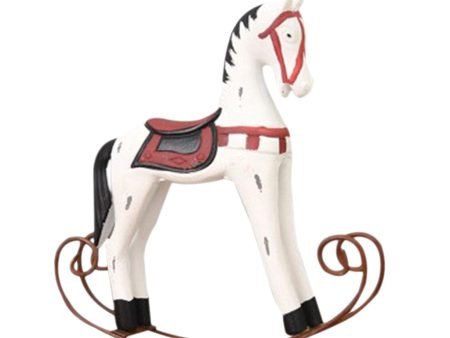 European Wooden Rocking Horse Statue Wedding Decor Wood Horse Crafts White For Cheap