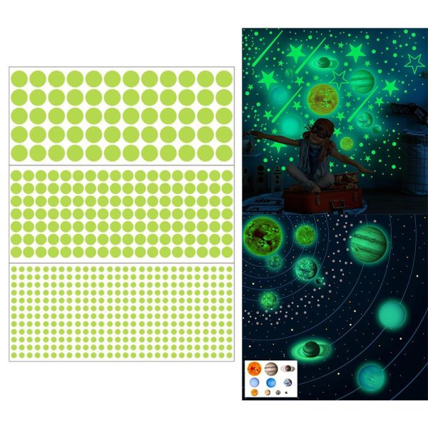 Glow in the Dark Wall Stickers Wall Decals Art 522pcs Round Dots Hot on Sale