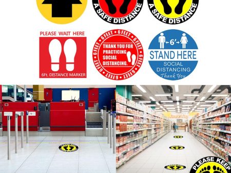 5pcs set Social Distancing Floor Decals Sticker 6 Feet Floor Sign Notice A Hot on Sale