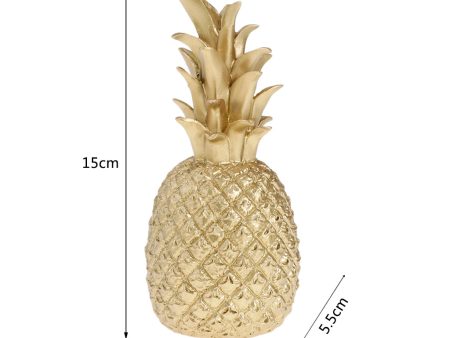 Creative Resin Pineapple Shaped Ornament Golden Showpiece 5.5x5.5x15cm on Sale