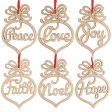 6pcs Wooden Hollowed Pendants Christmas Tree Hanging Ornaments Style A on Sale