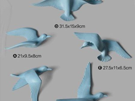 Resin 3D Handmade Flying Seagull Bird Crafts Wall Art Hanging Decor Blue C Supply