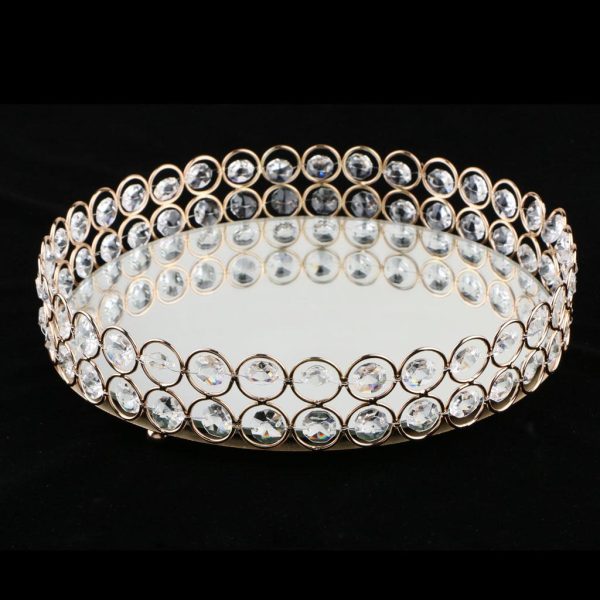 Crystal Ring Holder Storage Jewelry Plate Fruit Plate Home Decor 25cm Gold Hot on Sale